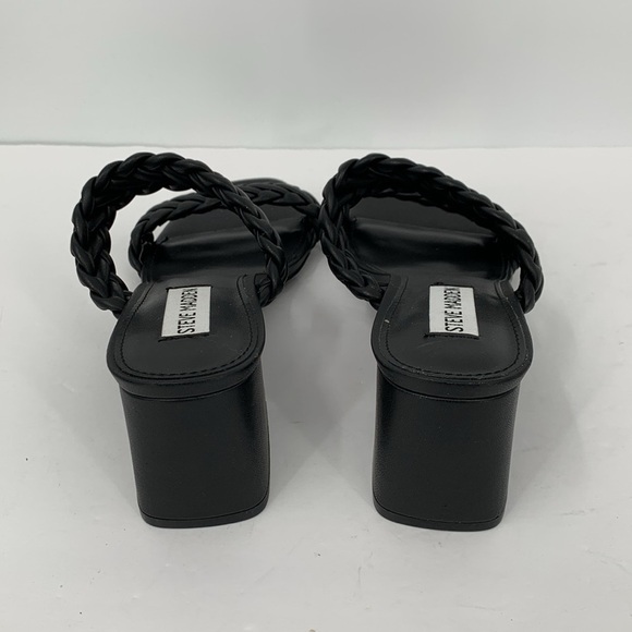 Steve Madden Infused slide sandals black braided double strap chunky heel shoe 8 - Picture 5 of 6